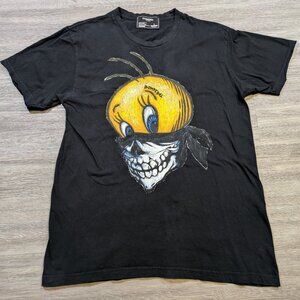 DomRebel Montreal Tweety Bird T Shirt Men's Large Black Graphic Distressed Slim